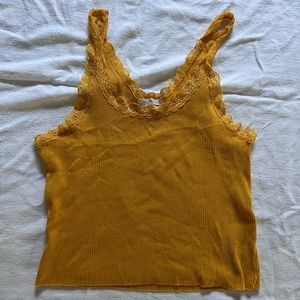 Dainty Yellow Lace Trim Tank